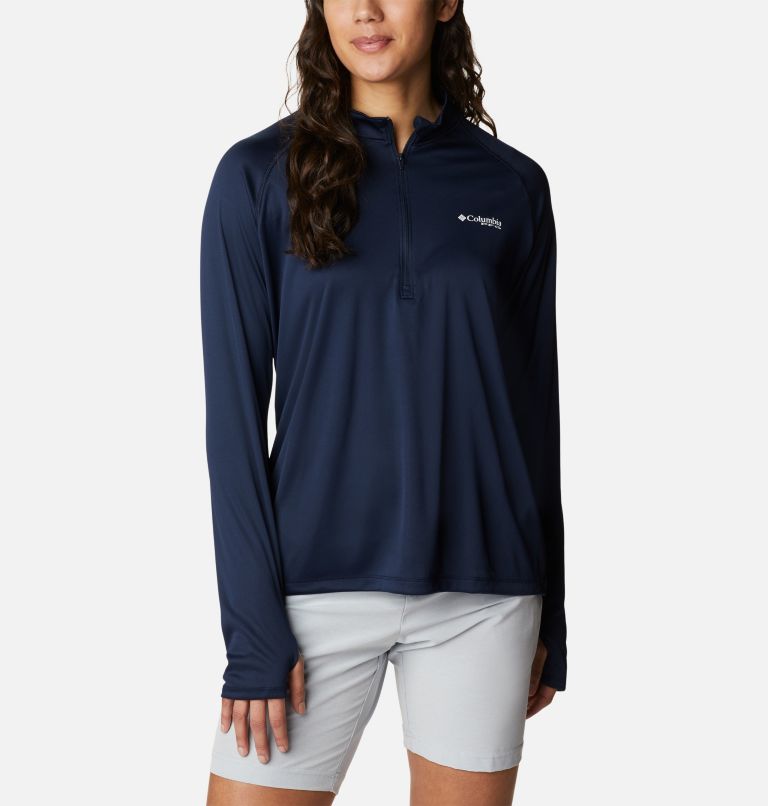 Columbia Womens PFG Tidal Tee Quarter Zip Long Sleeve Shirt